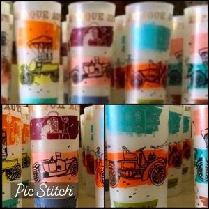 19-Antique vintage frosted glasses. Perfect condition, 8 various designs. $7each